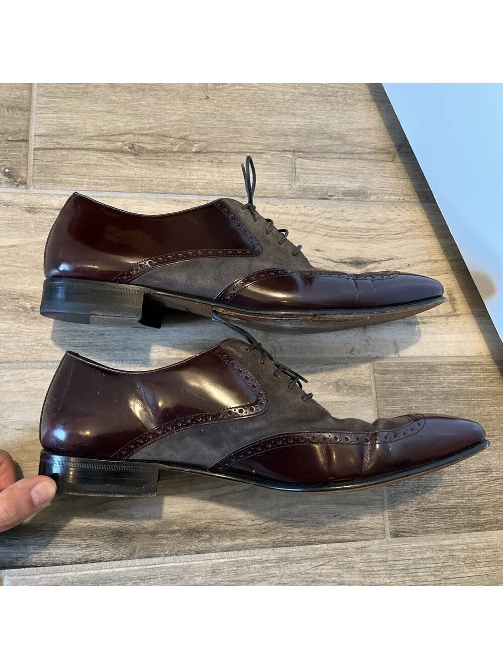 MEZLAN 1968 MENS DRESS OXFORDS LEATHER SUEDE SIZE 10.5M MADE IN SPAIN OXBLOOD